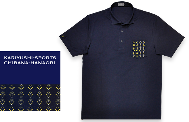 かりゆし®Sports ポロシャツ　BY 知花花織　NAVY BLUE